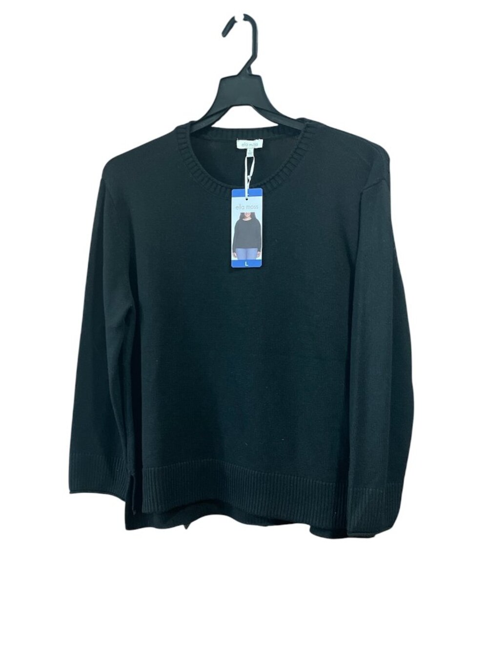 Women's Long Sleeve Sweater, Ella Moss, L, Black, NWT